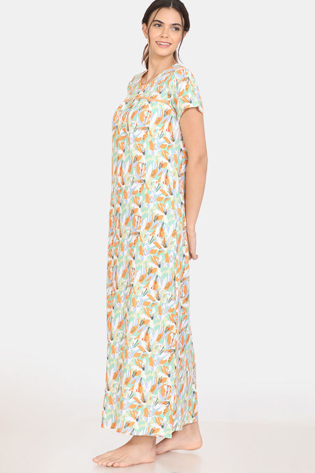 Zivame Pretty Floral Rayon Full Length Nightdress - Spring Bud — image 2